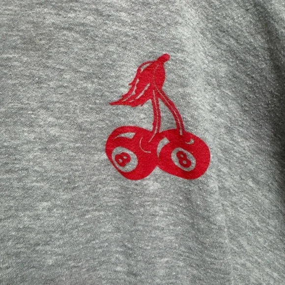 Pretty Little Thing GREY MARL CHERRY PRINT OVERSIZED HOODIE - Picture 7 of 12